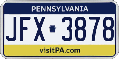PA license plate JFX3878