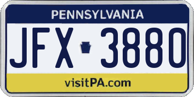 PA license plate JFX3880