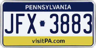 PA license plate JFX3883