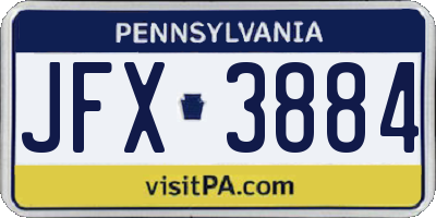 PA license plate JFX3884