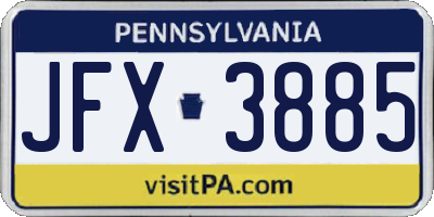 PA license plate JFX3885