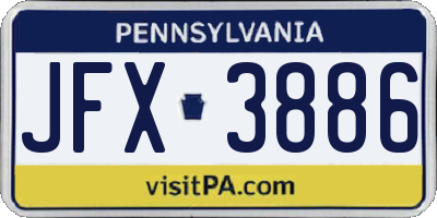 PA license plate JFX3886