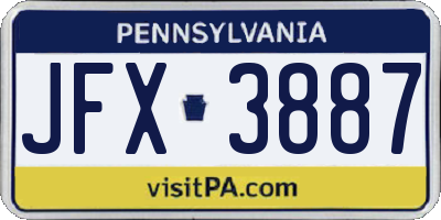 PA license plate JFX3887
