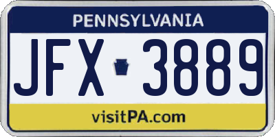 PA license plate JFX3889