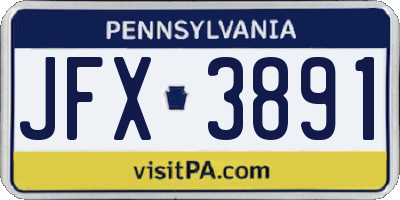 PA license plate JFX3891