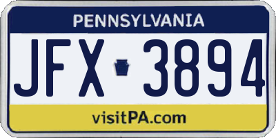 PA license plate JFX3894