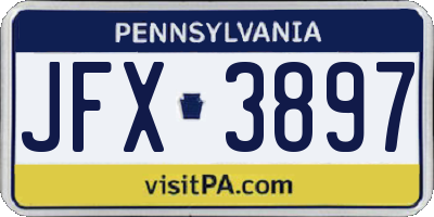PA license plate JFX3897