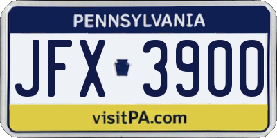 PA license plate JFX3900