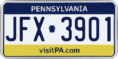 PA license plate JFX3901