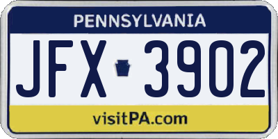 PA license plate JFX3902