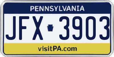 PA license plate JFX3903