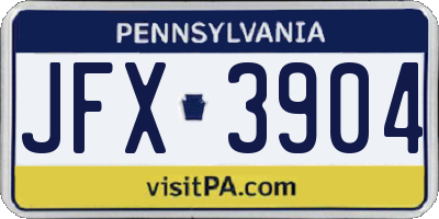 PA license plate JFX3904