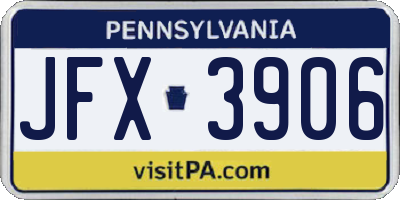PA license plate JFX3906