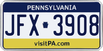 PA license plate JFX3908
