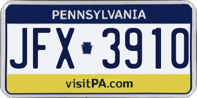 PA license plate JFX3910
