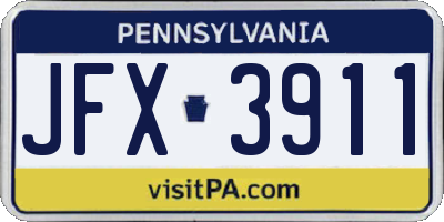 PA license plate JFX3911