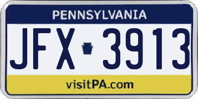 PA license plate JFX3913