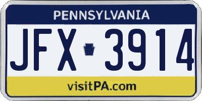 PA license plate JFX3914