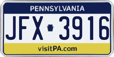 PA license plate JFX3916