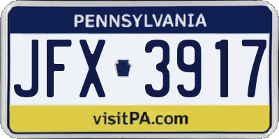 PA license plate JFX3917