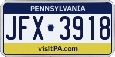 PA license plate JFX3918