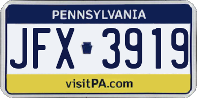 PA license plate JFX3919