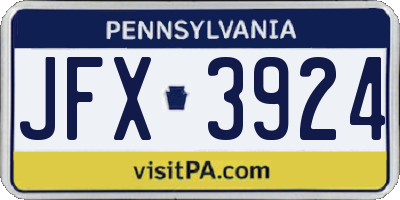 PA license plate JFX3924
