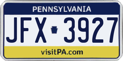 PA license plate JFX3927