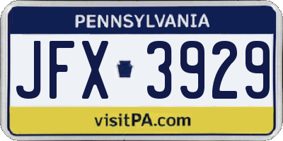 PA license plate JFX3929