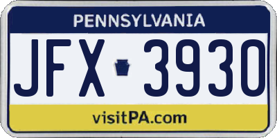 PA license plate JFX3930