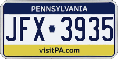 PA license plate JFX3935