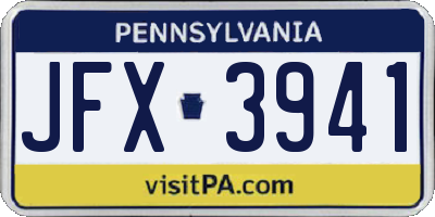 PA license plate JFX3941