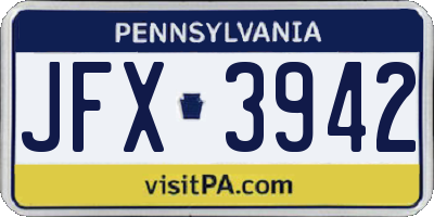PA license plate JFX3942