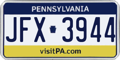 PA license plate JFX3944
