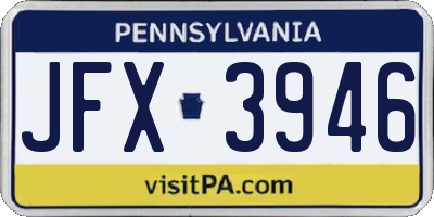 PA license plate JFX3946