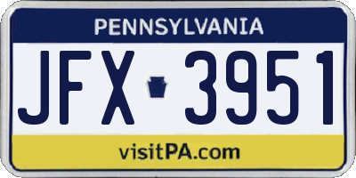PA license plate JFX3951