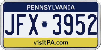 PA license plate JFX3952