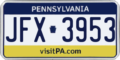 PA license plate JFX3953