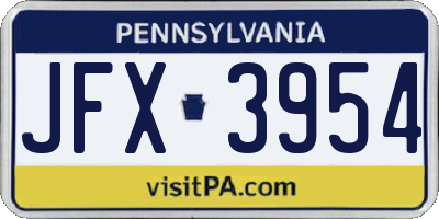 PA license plate JFX3954