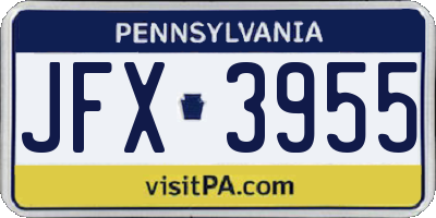 PA license plate JFX3955