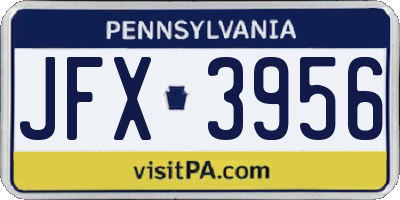 PA license plate JFX3956