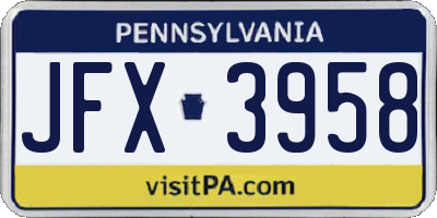 PA license plate JFX3958