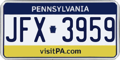 PA license plate JFX3959
