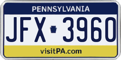 PA license plate JFX3960