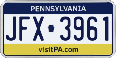 PA license plate JFX3961
