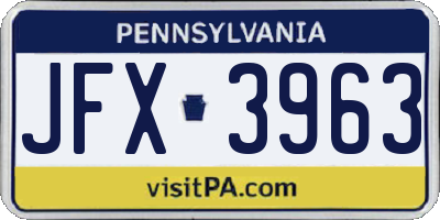 PA license plate JFX3963