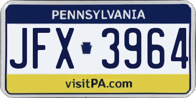 PA license plate JFX3964