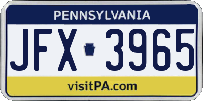 PA license plate JFX3965