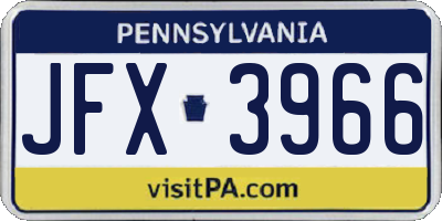 PA license plate JFX3966