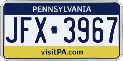 PA license plate JFX3967